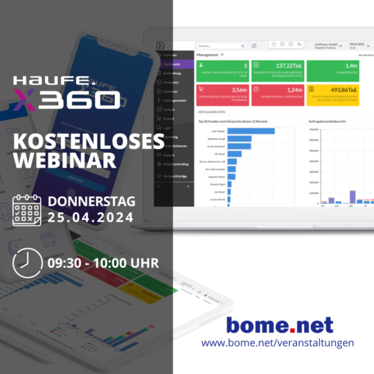 Kostenlose Webinar Haufe X360 bome.net