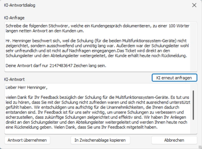 Support-Tickets in CRM mit KI beantworten